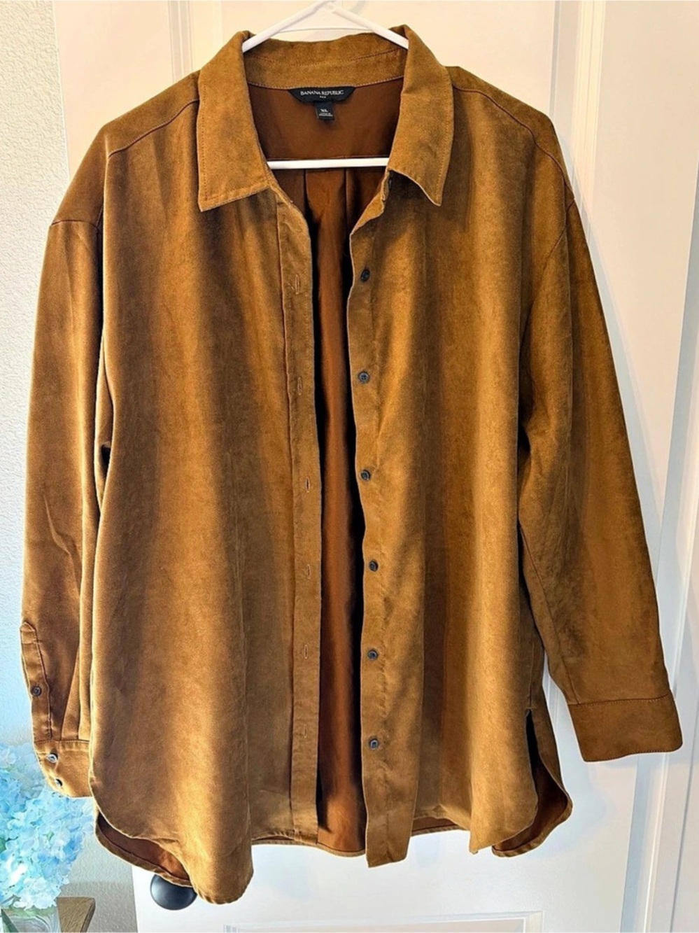 Banana Republic Oversized Vegan Suede Shirt Brown XL